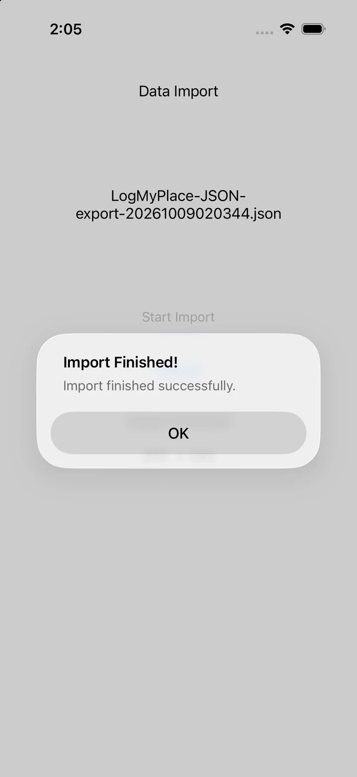 Successful import of the sample JSON file